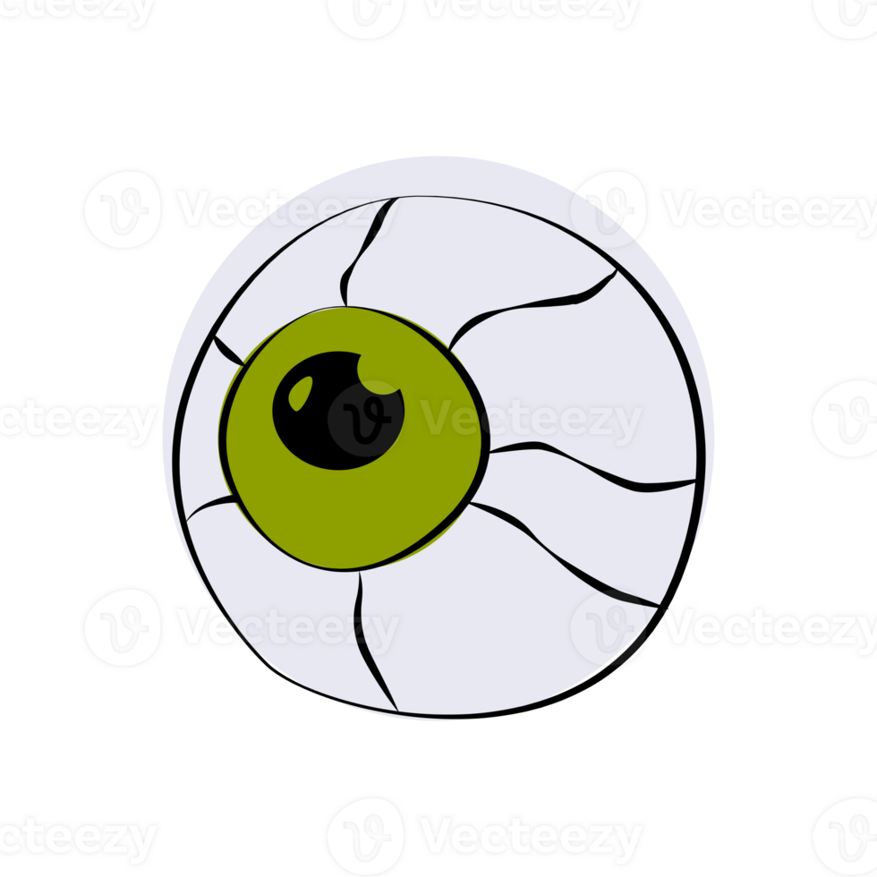 Cartoon Halloween eyeball. Halloween human or zombie eye icon, element for design. Line style png