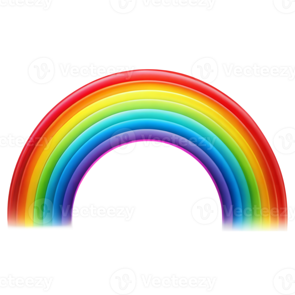 Brightly colored rainbow arching against a transparent backdrop png