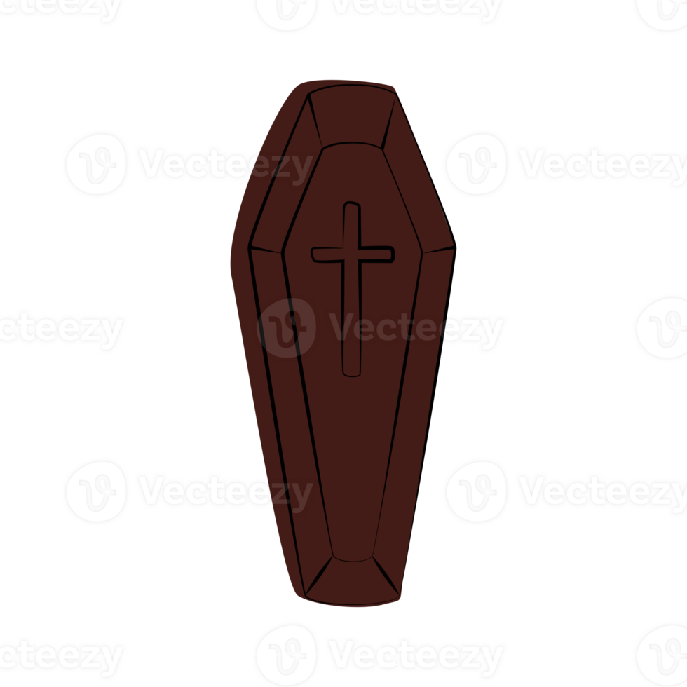 Coffin flat icon. Death symbol inline style. Halloween concept. png