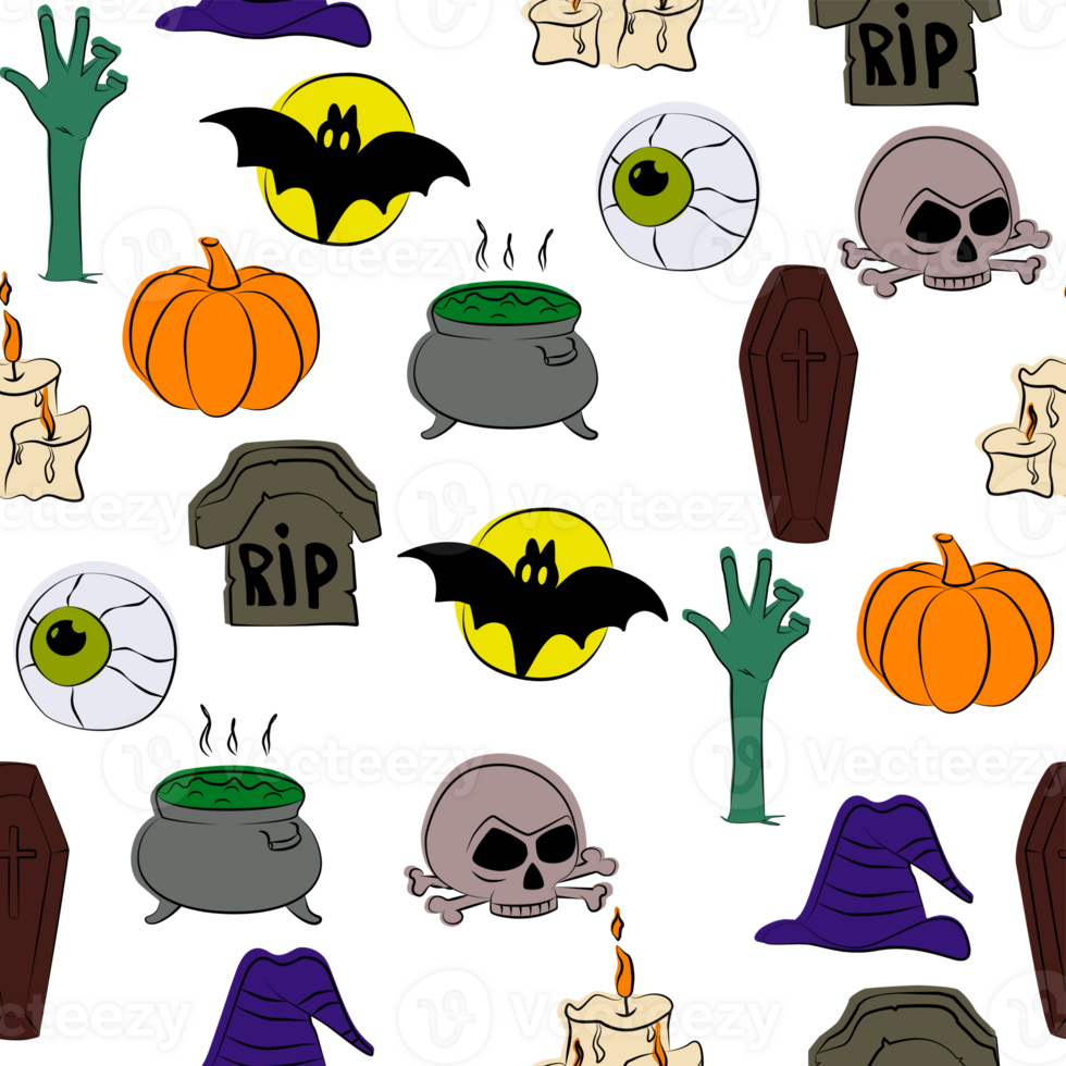 Seamless pattern with Halloween icons png