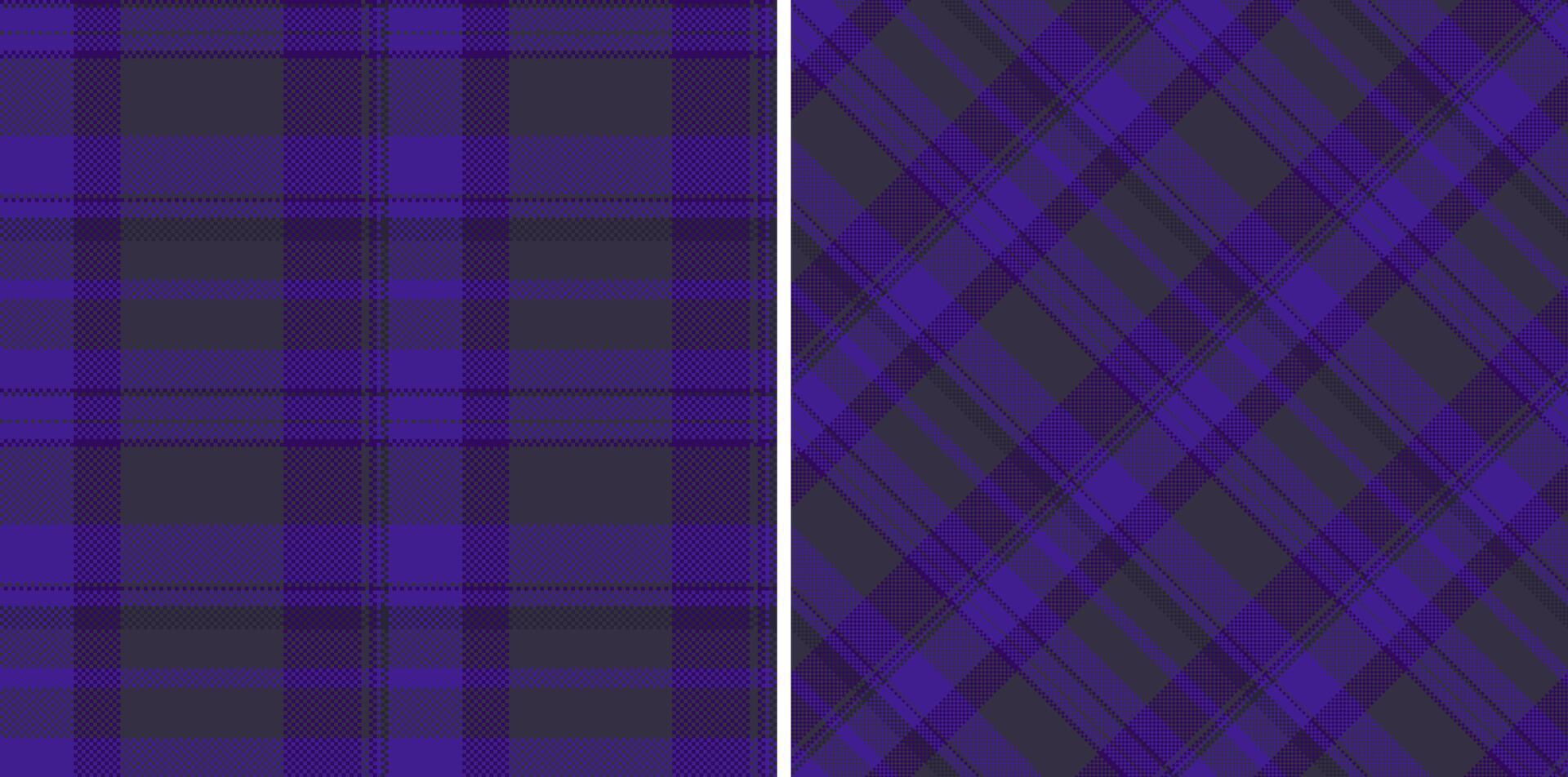Plaid seamless texture of tartan background textile with a pattern check fabric. Set in dark colors. Cozy throws for living room decor. vector