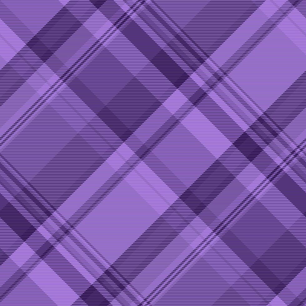 December check seamless, painting texture background fabric. Fur plaid textile pattern tartan in violet and amethyst colors. vector