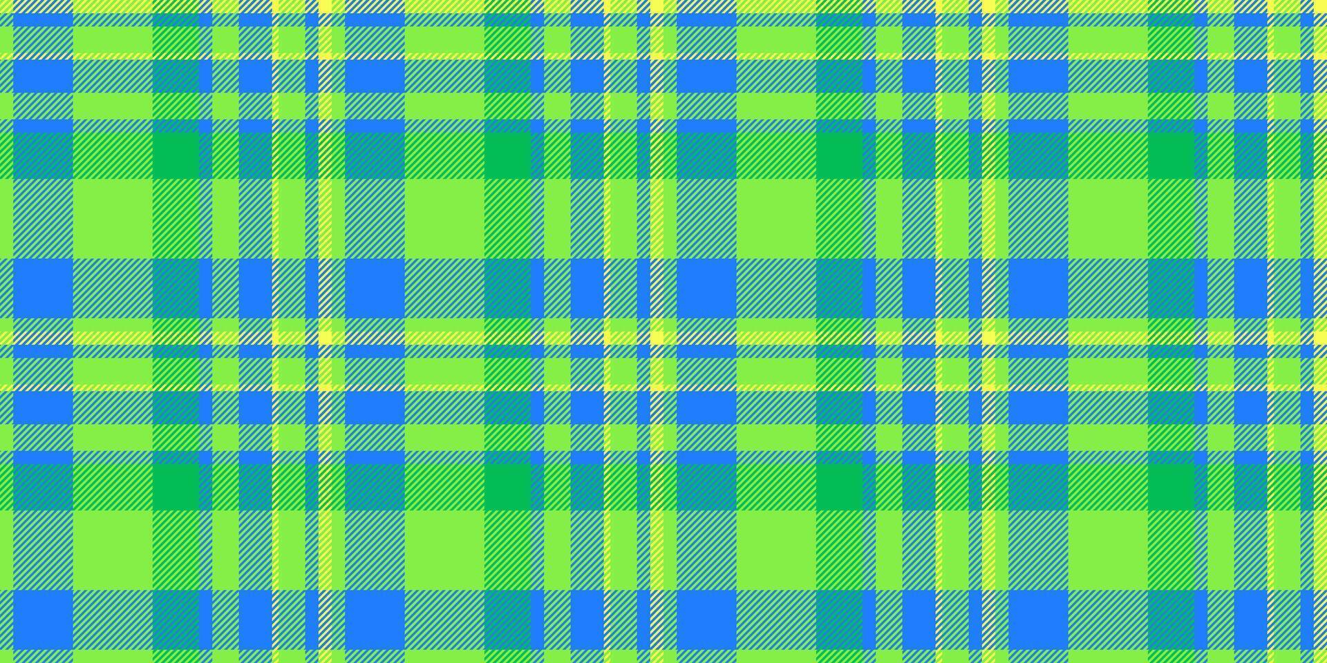 Production plaid fabric texture, hippie pattern tartan. Halloween background textile seamless check in green and blue colors. vector