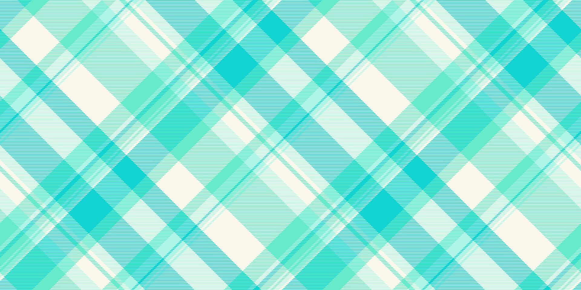 Merry seamless texture , asymmetric pattern fabric textile. Geometry check tartan plaid background in teal and sea shell colors. vector