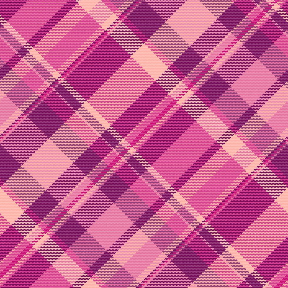 Argyle seamless pattern fabric, festival textile plaid background. Greeting texture tartan check in pink and red colors. vector