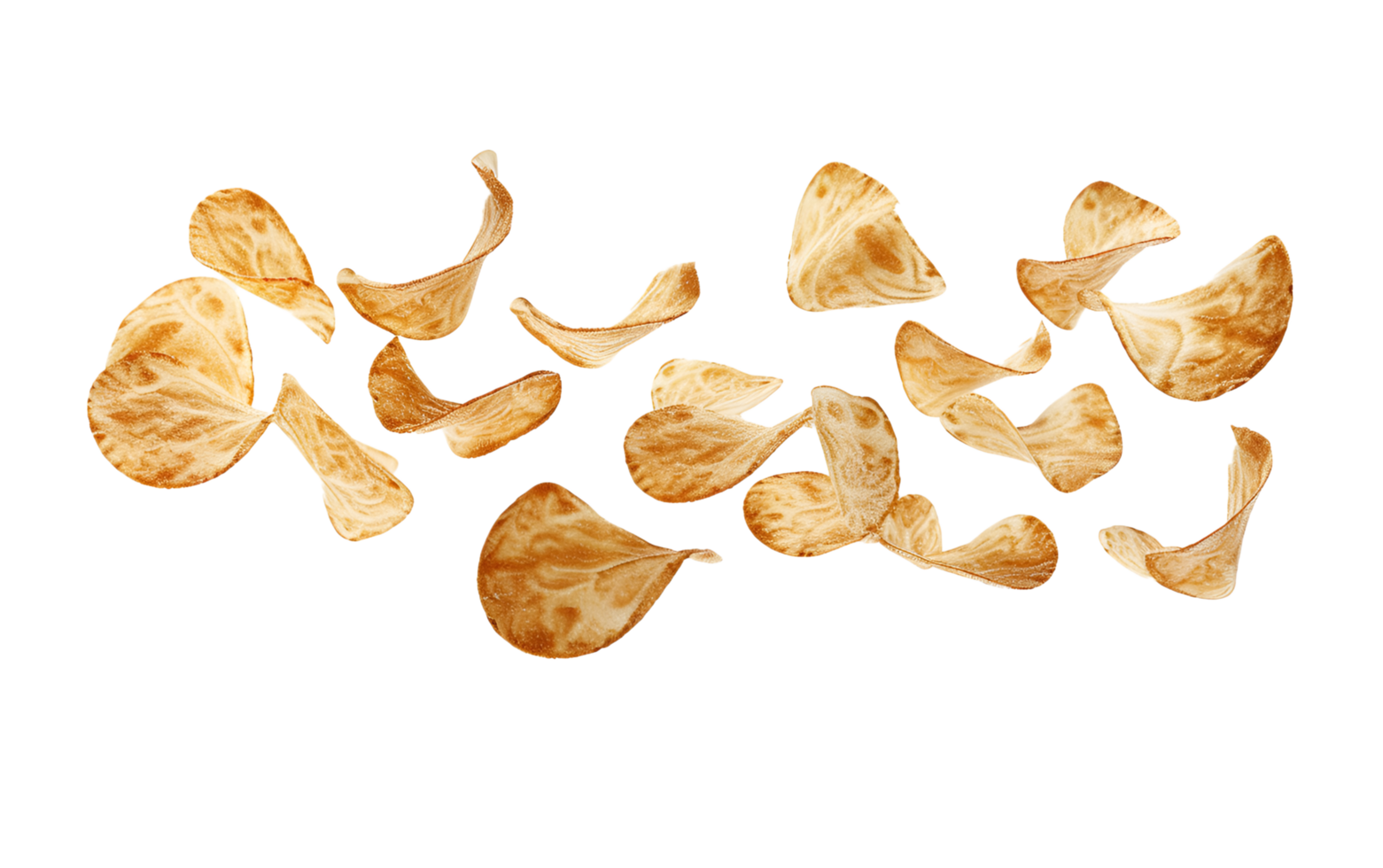 Splashing potato chips isolated on transparent background png