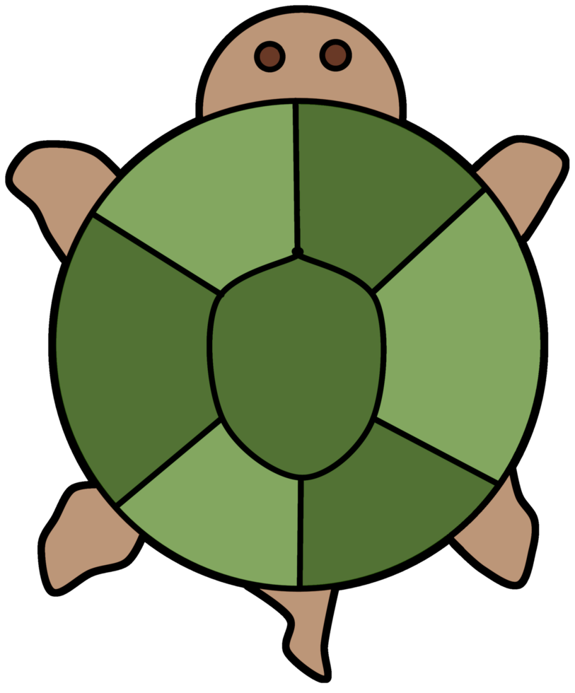 Tortoise, turtle simple digital cartoon line icon artwork divided isolated Element illustration png