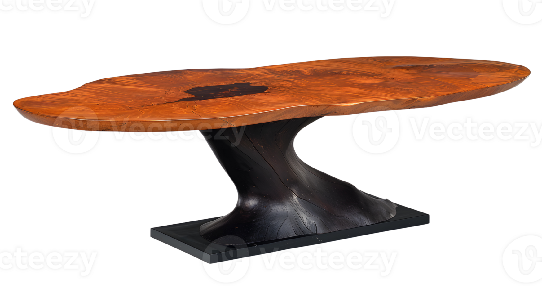 A large wooden table with a black base png