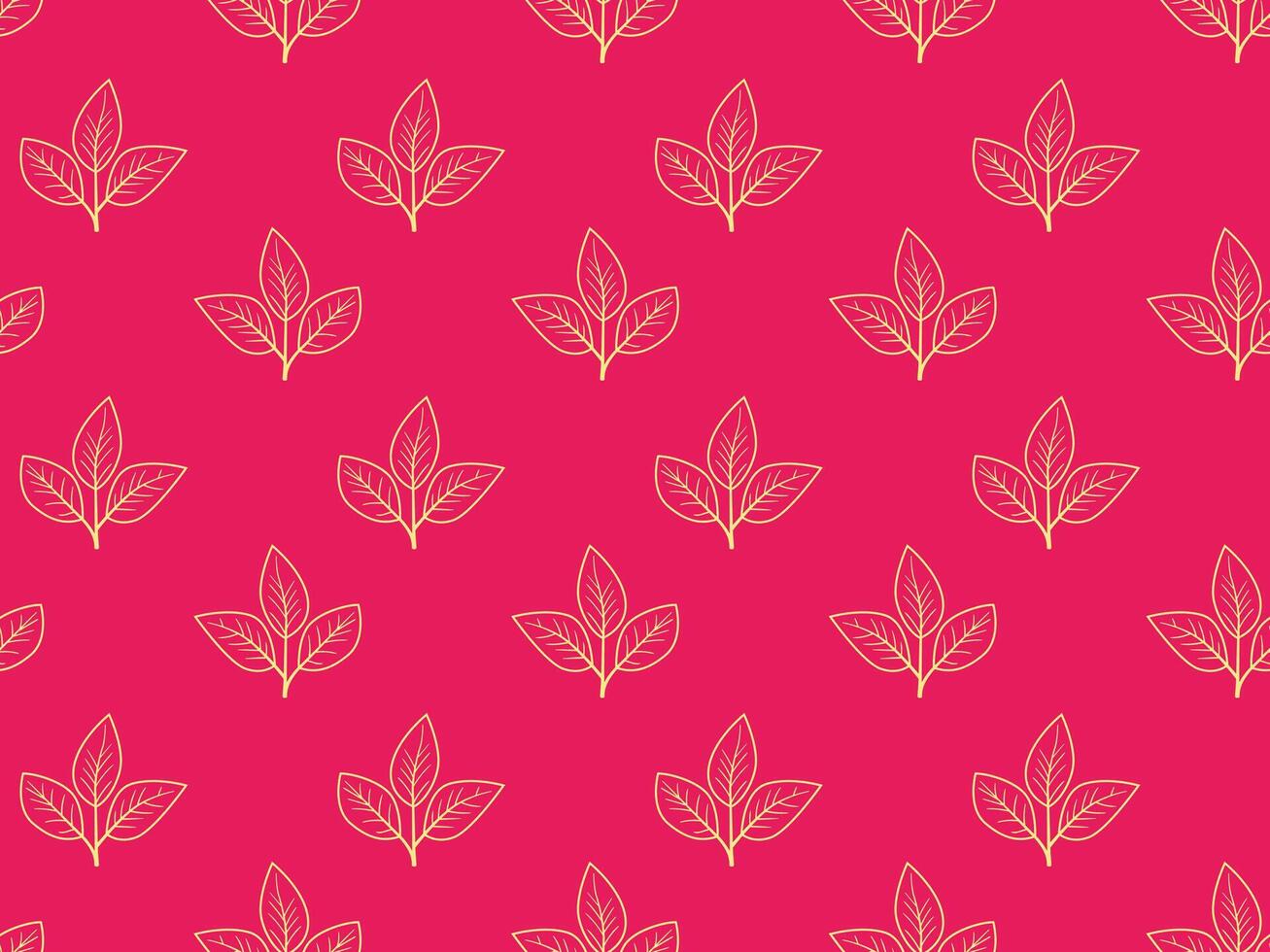 Hand drawn floral pattern design. Simple ornament with plant and leaf. vector