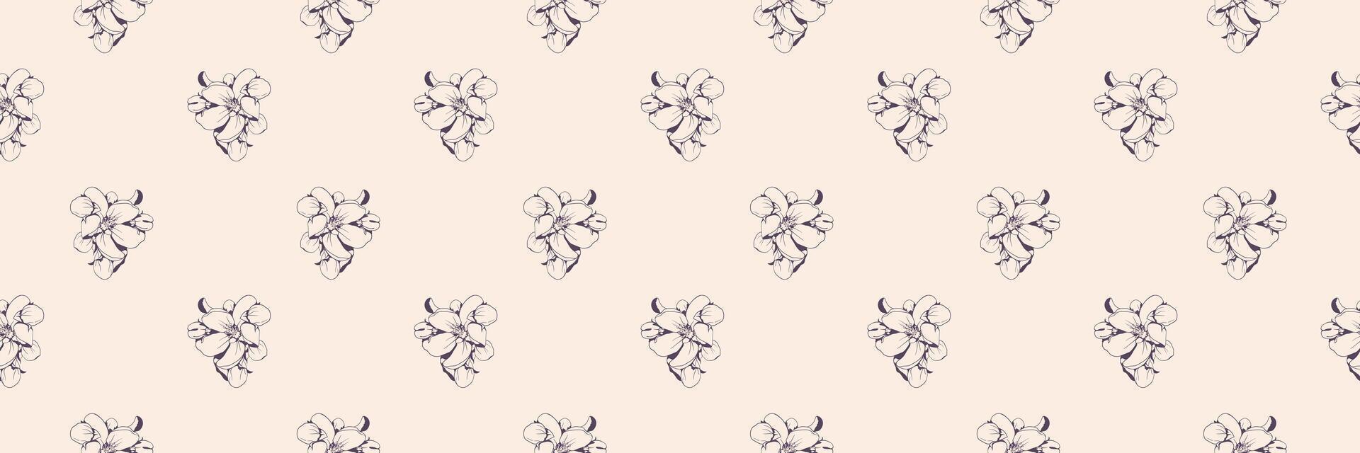 Hand drawn floral pattern design. Flower drawing simple ornament. vector