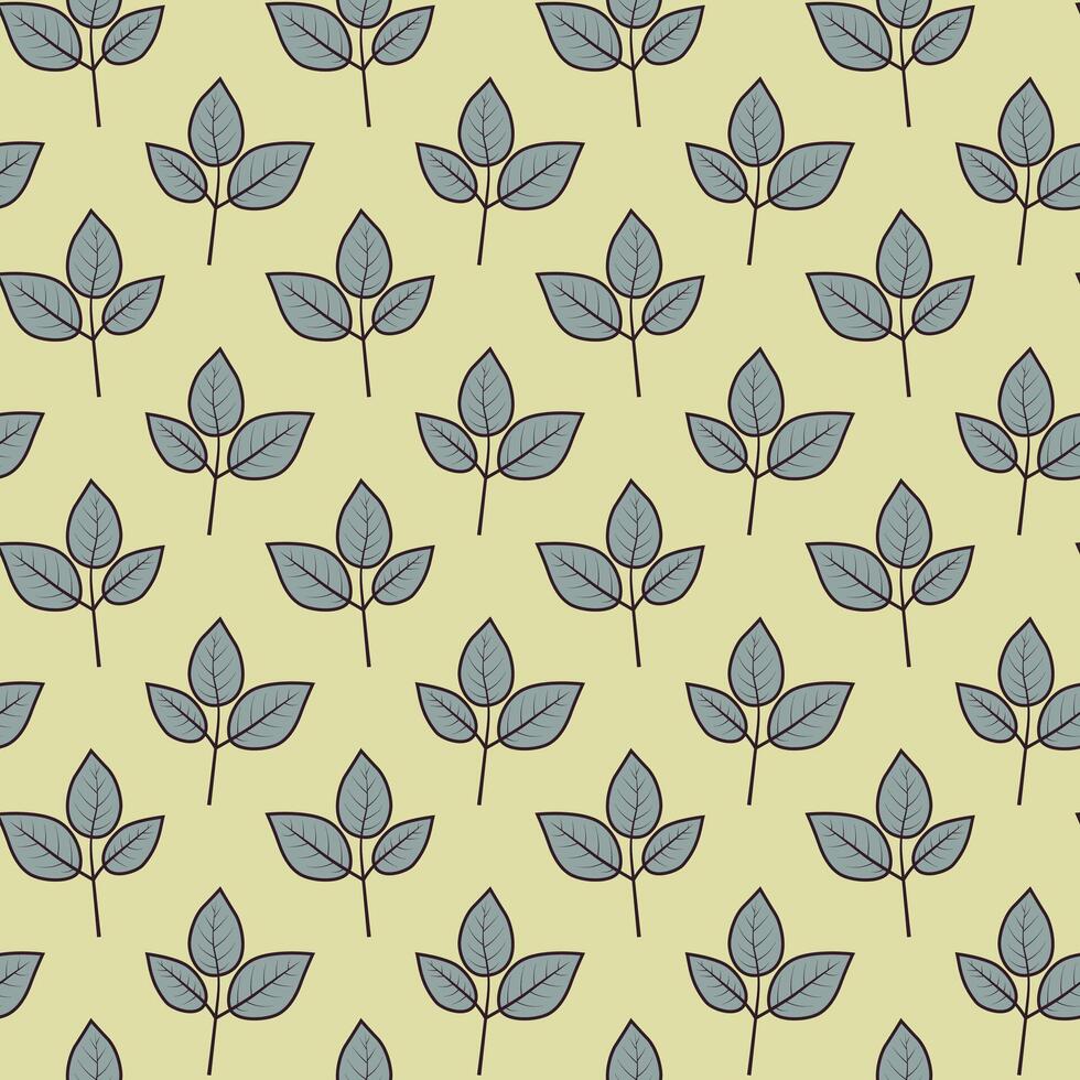 Hand drawn floral pattern design. Simple ornament with plant and leaf. vector
