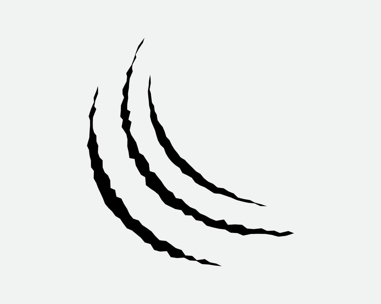 Claws scratches, animal monster mark design element, tattoo and decor for halloween. Black silhouette. vector