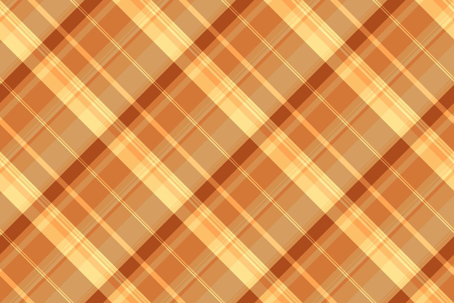 Close-up seamless fabric check, other plaid background texture. Home textile tartan pattern in orange and amber colors. vector