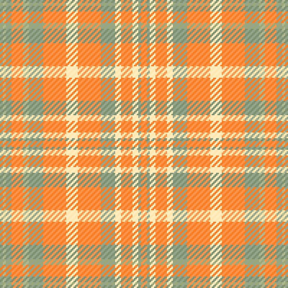 Direct plaid tartan background, sheet seamless textile pattern. Covering texture check fabric in orange and pastel colors. vector