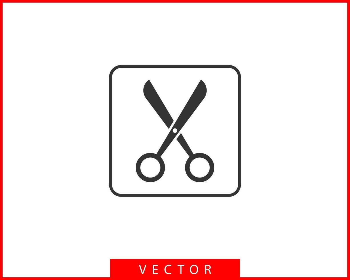 Scissor icon. Scissors design element or logo template. Black and white silhouette isolated. vector
