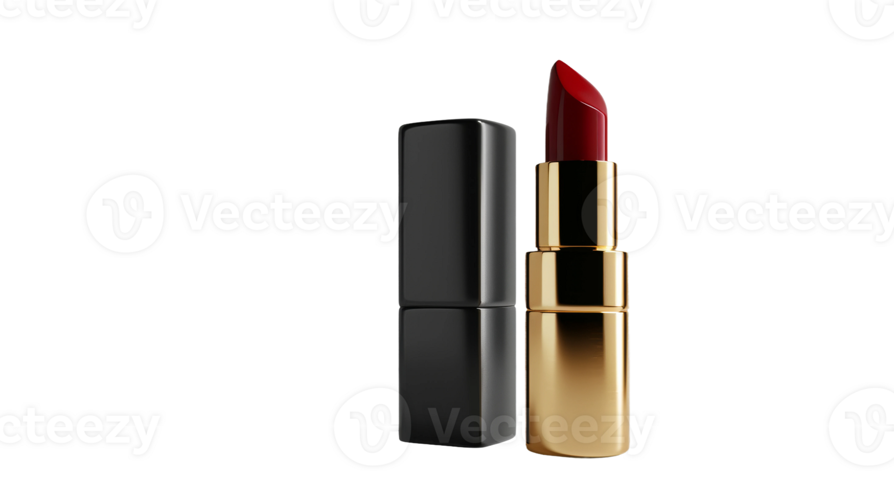Lipstick and Case Packaging Mockup Presented Alone on the transparent background, Format png