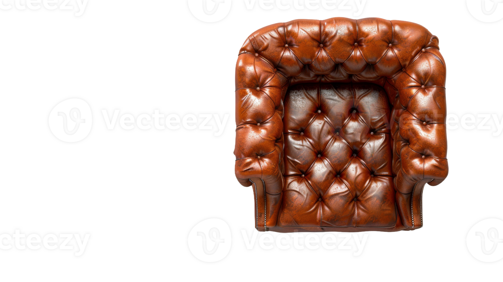 Brown Leather Lounge Chair on the transparent background, Format png