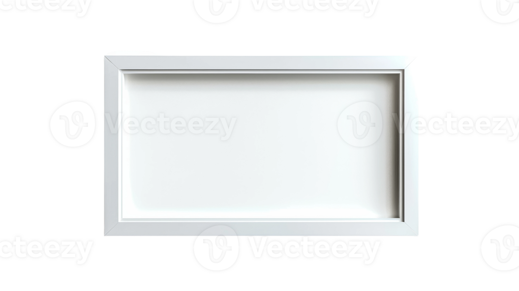 White glossy thin frame with round corners on the transparent background, Format png
