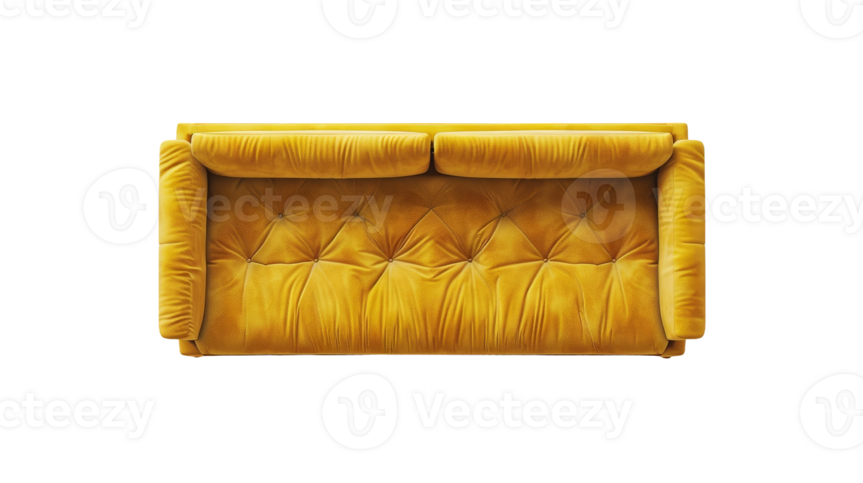 Top view of Golden sofa on the transparent background, Format png