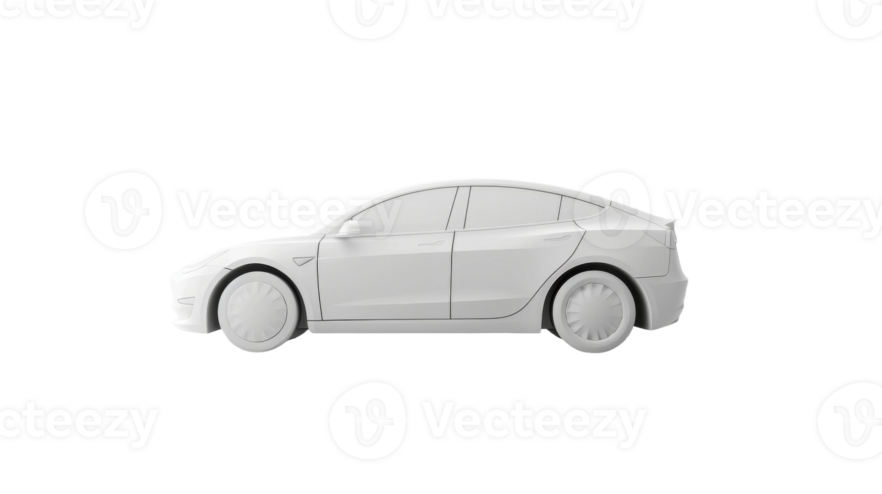 White Car Render on the transparent background, Format png