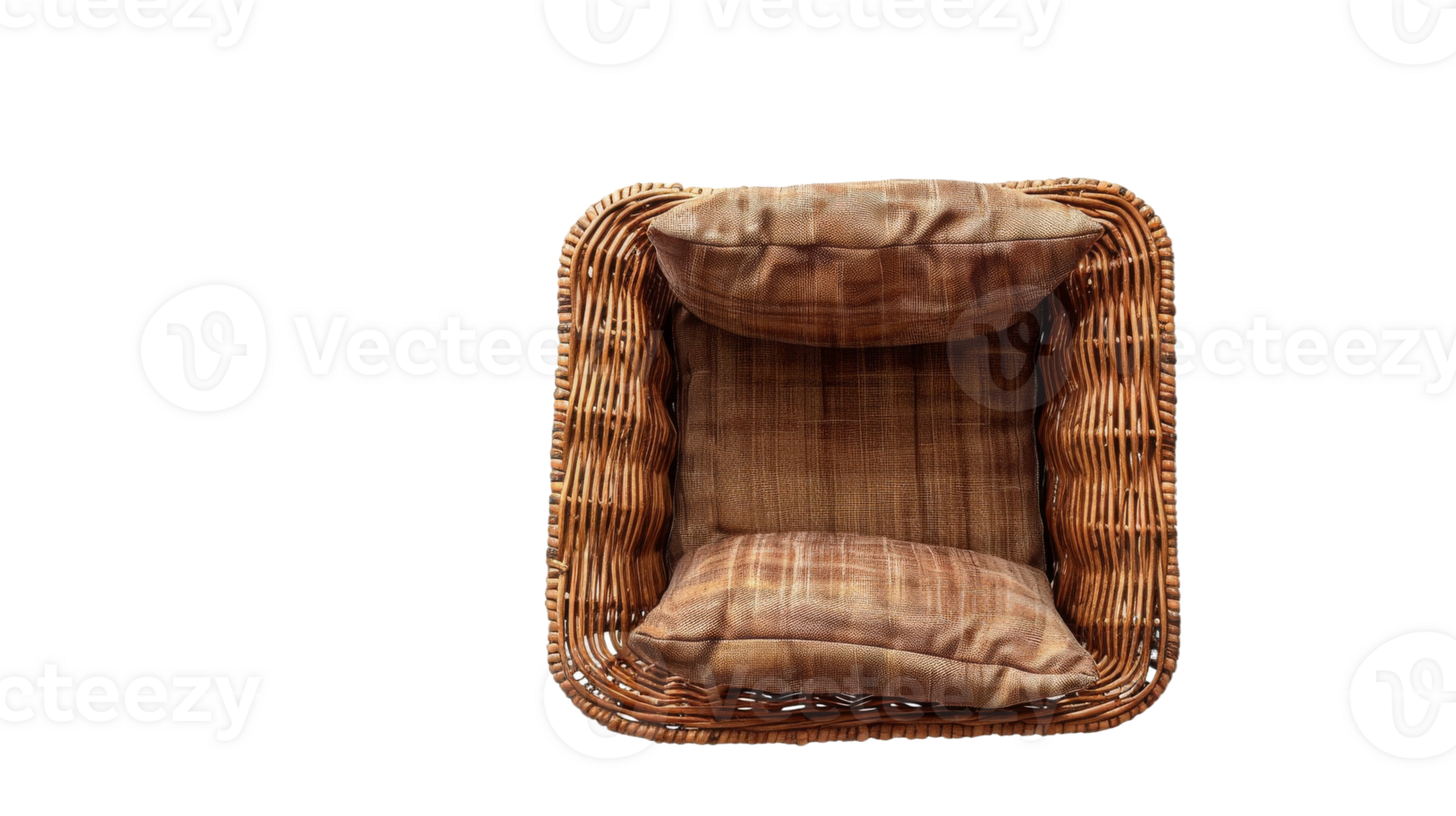 Top-Down View of Wicker Armchair on the transparent background, Format png