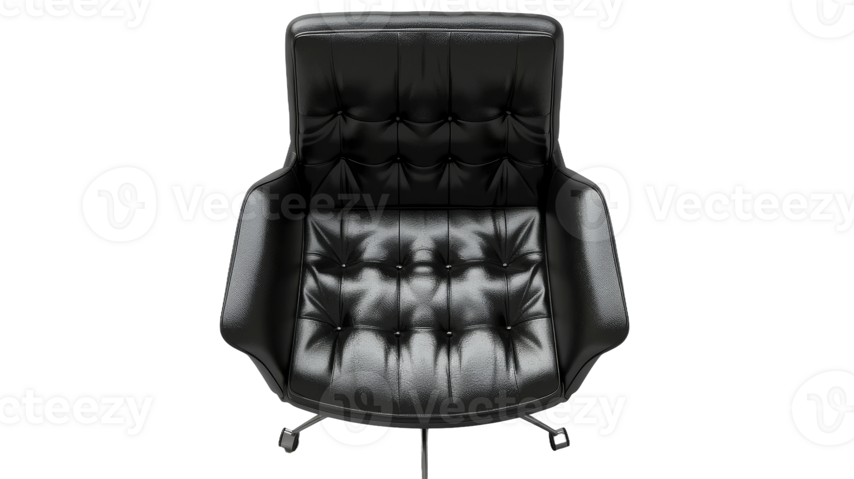 Sleek Black Leather Chair in Aerial Perspective on the transparent background, Format png