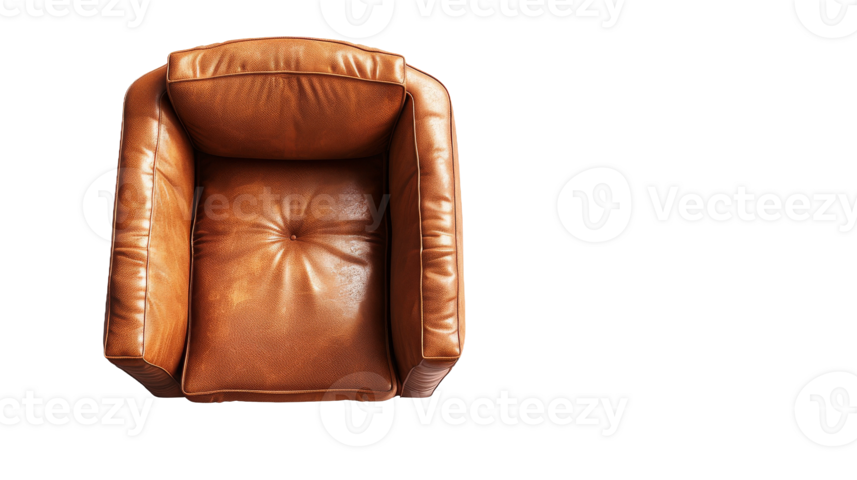 Brown Leather Lounge Chair from Above on the transparent background png