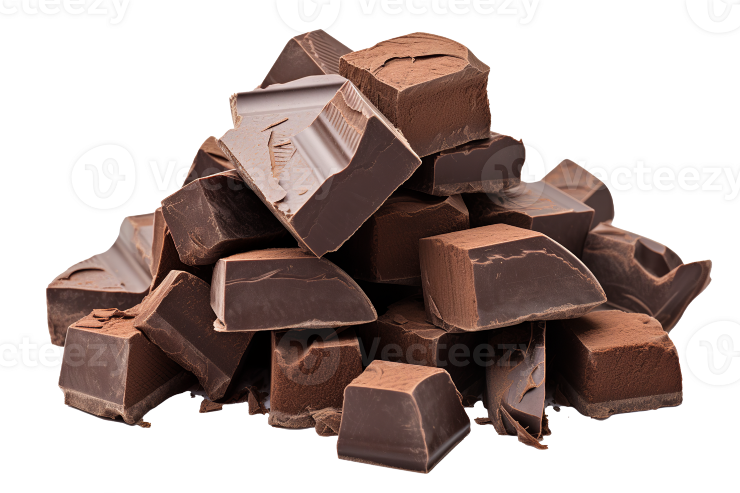 mucchio di rotto cioccolato pezzi, cioccolato bloccare e pezzi, trasparente sfondo png