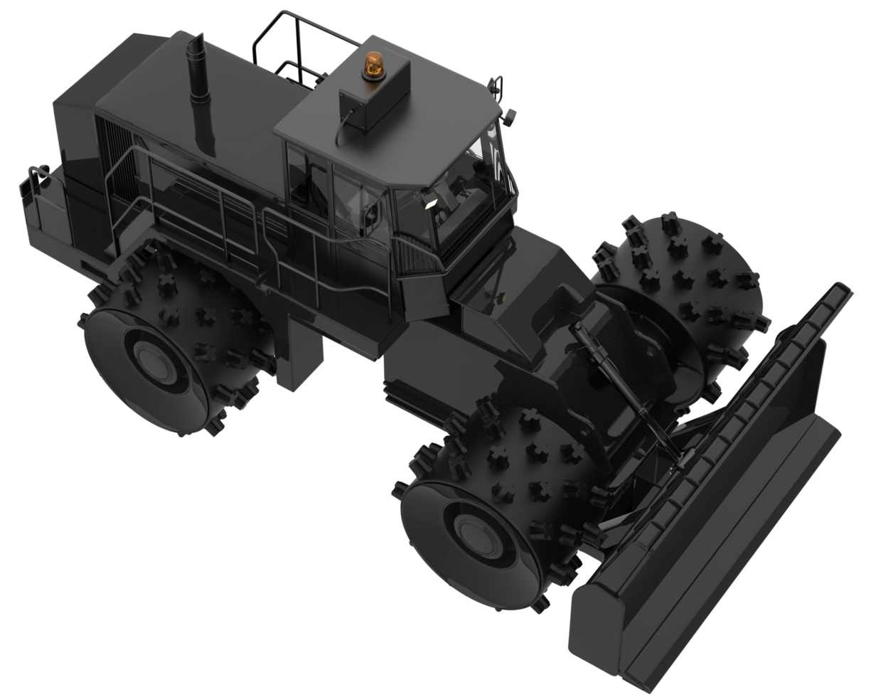 Bulldozer isolated on background. 3d rendering - illustration png