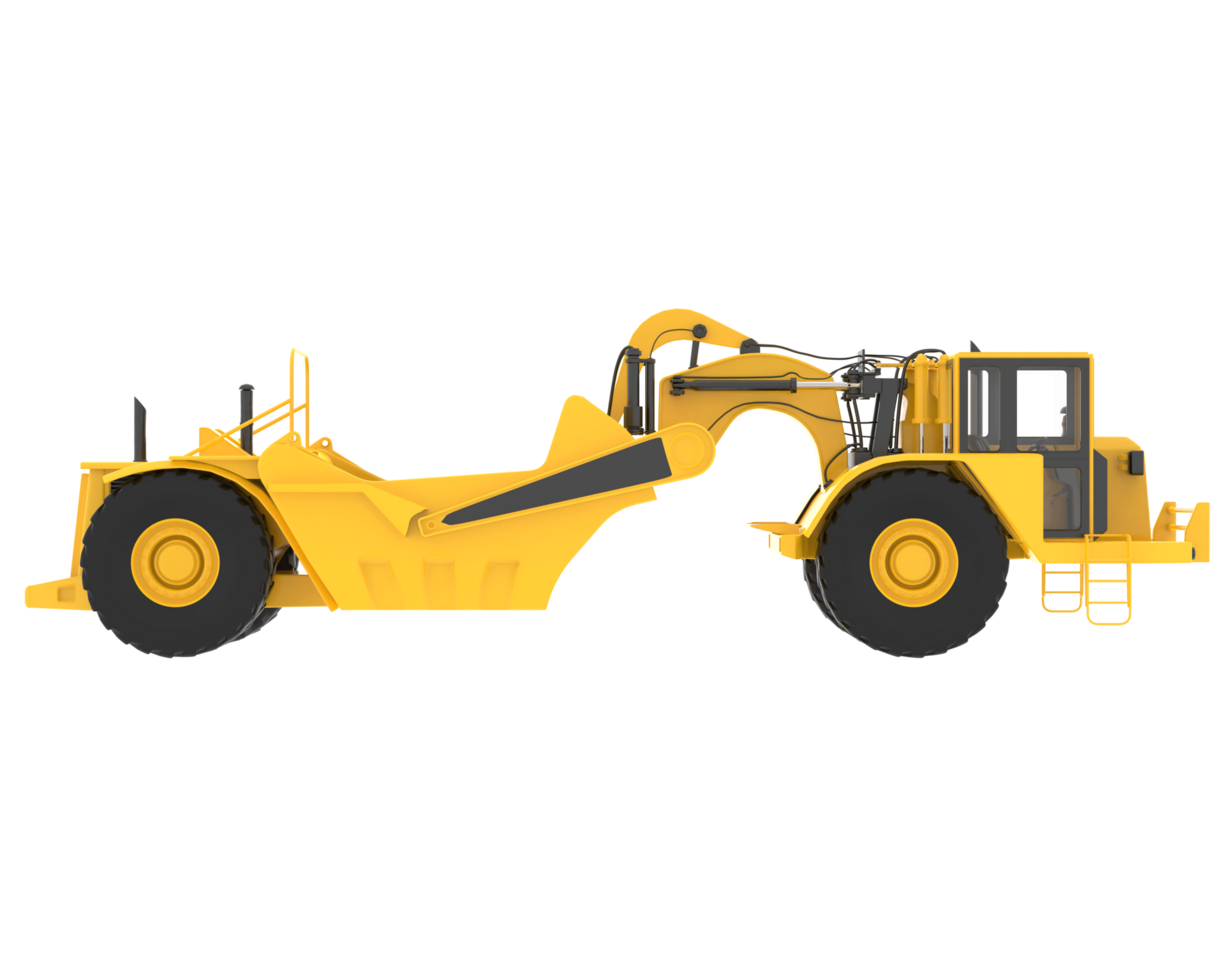 Wheel tractor scraper isolated on background. 3d rendering - illustration png