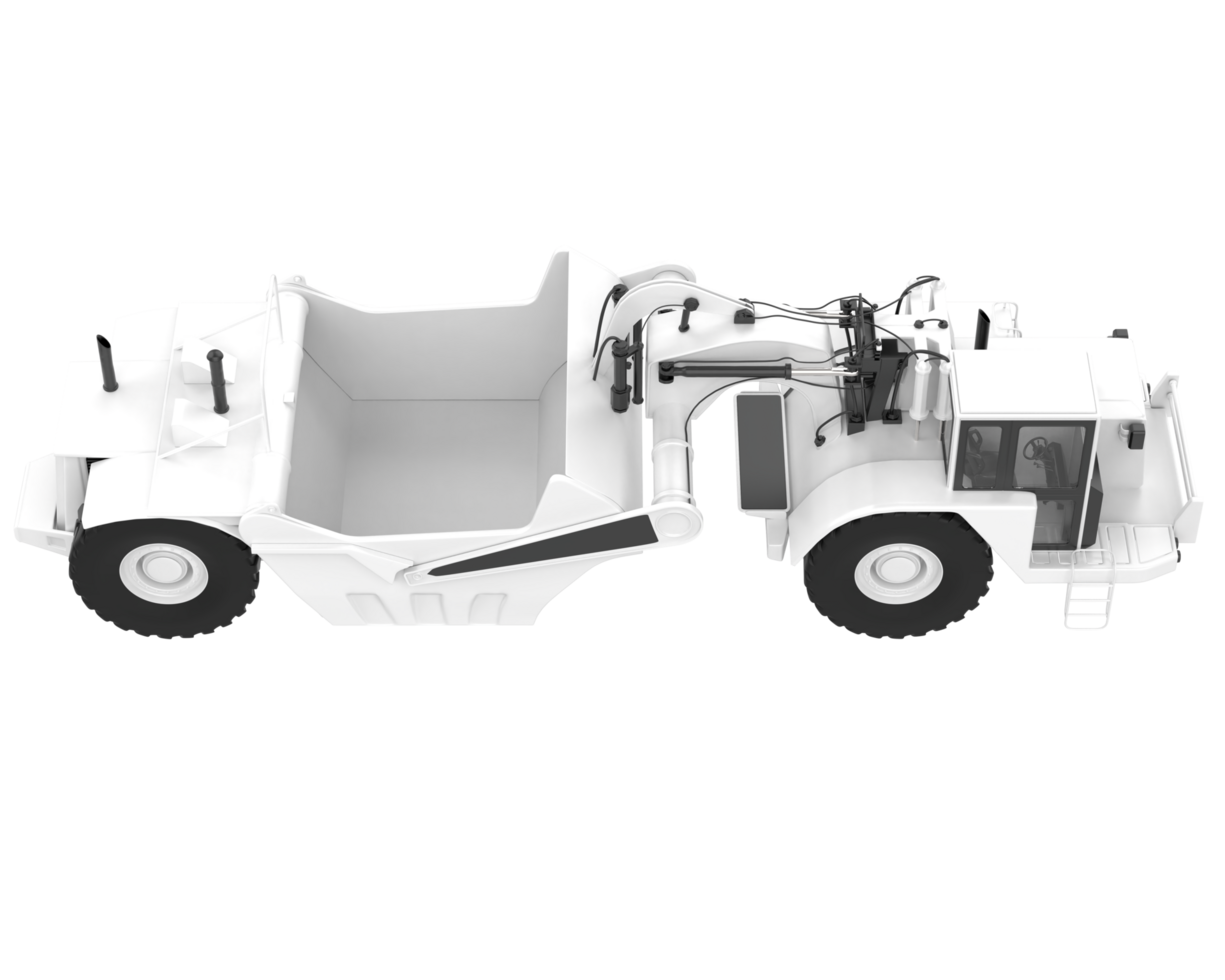 Wheel tractor scraper isolated on background. 3d rendering - illustration png