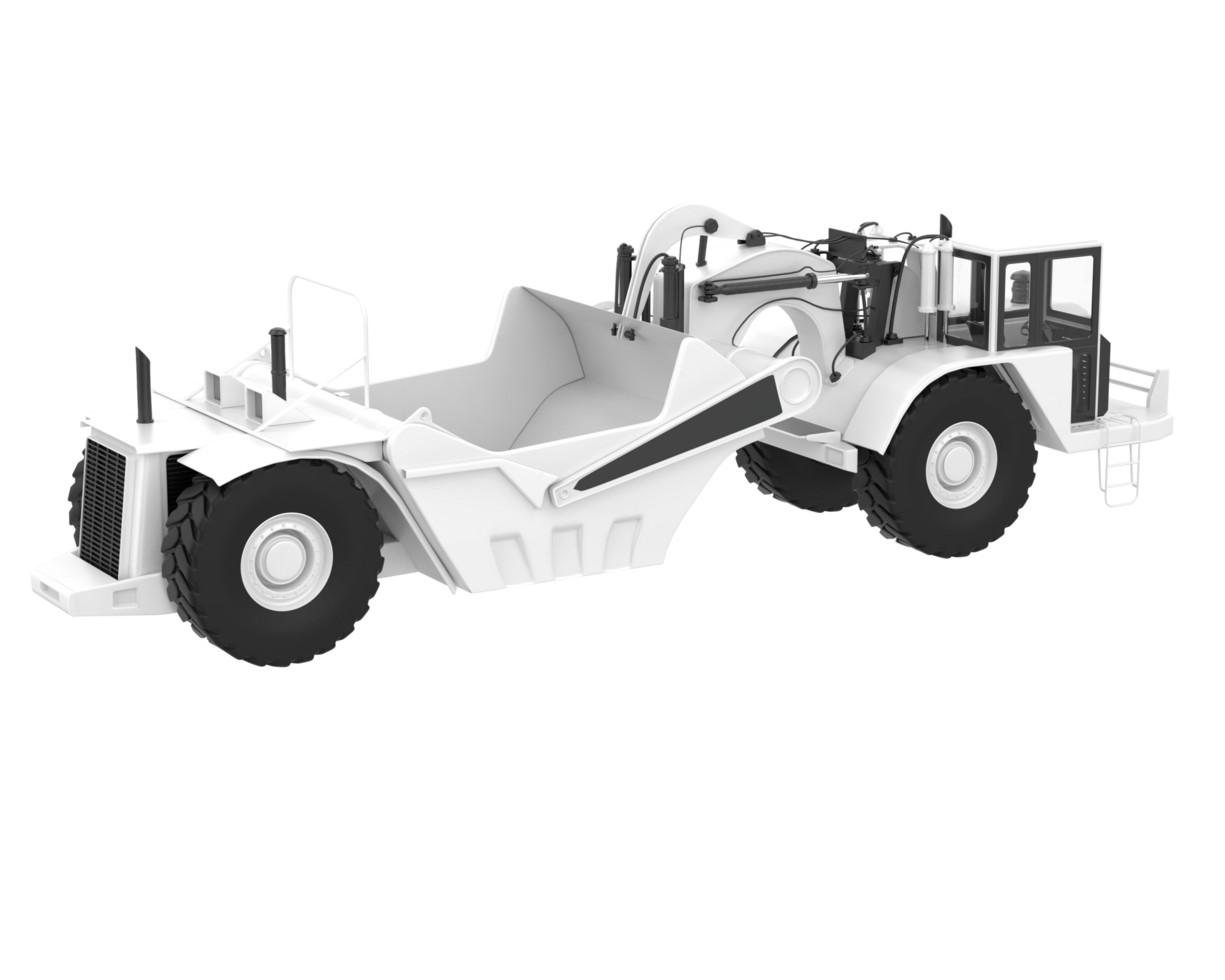 Wheel tractor scraper isolated on background. 3d rendering - illustration png