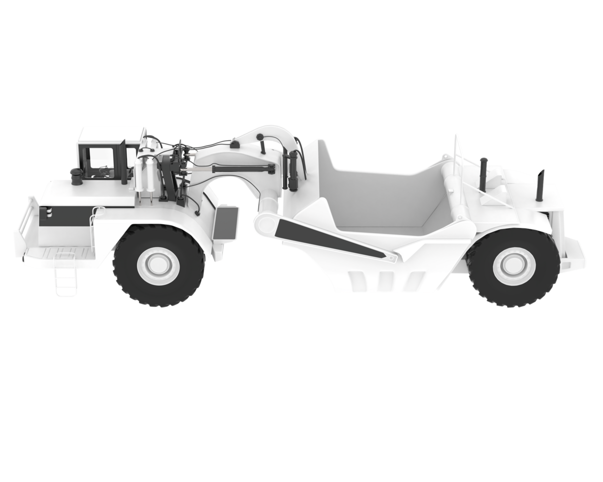 Wheel tractor scraper isolated on background. 3d rendering - illustration png