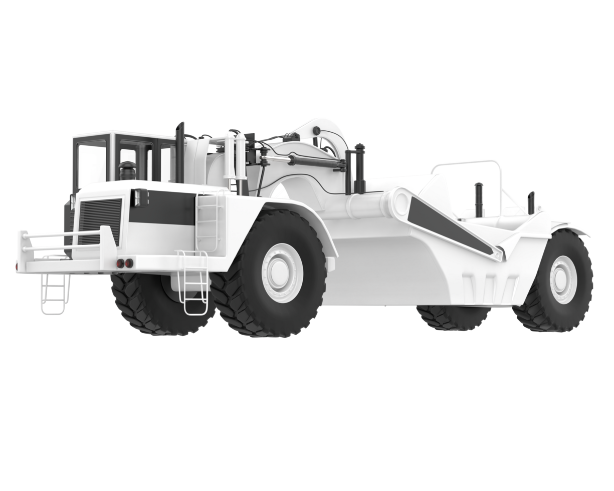 Wheel tractor scraper isolated on background. 3d rendering - illustration png