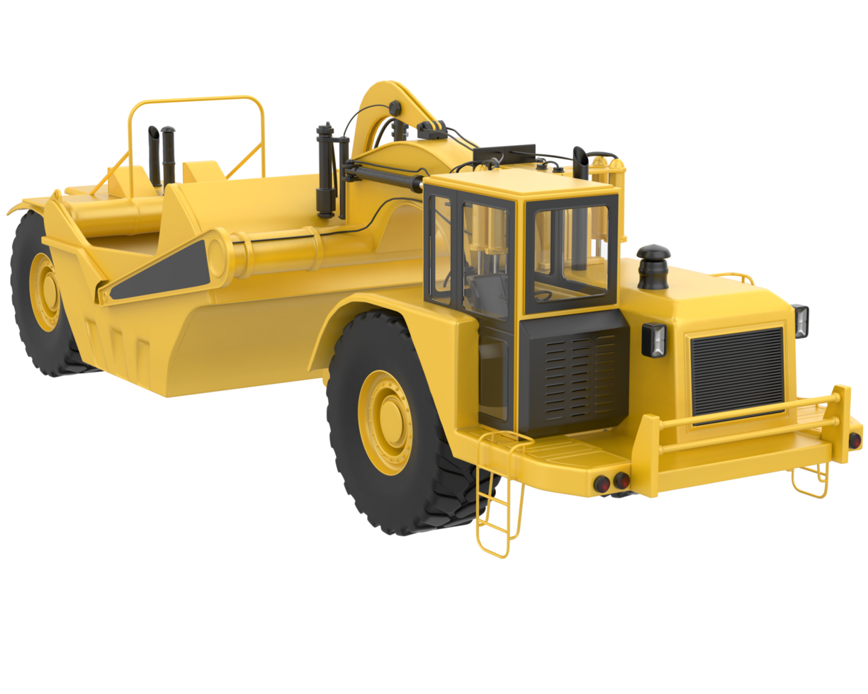 Wheel tractor scraper isolated on background. 3d rendering - illustration png