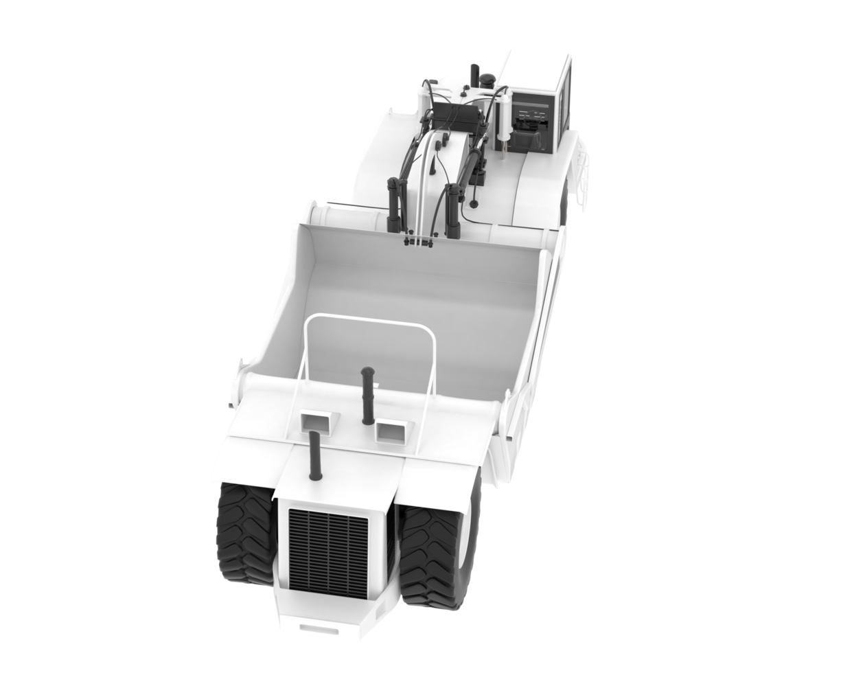 Wheel tractor scraper isolated on background. 3d rendering - illustration png