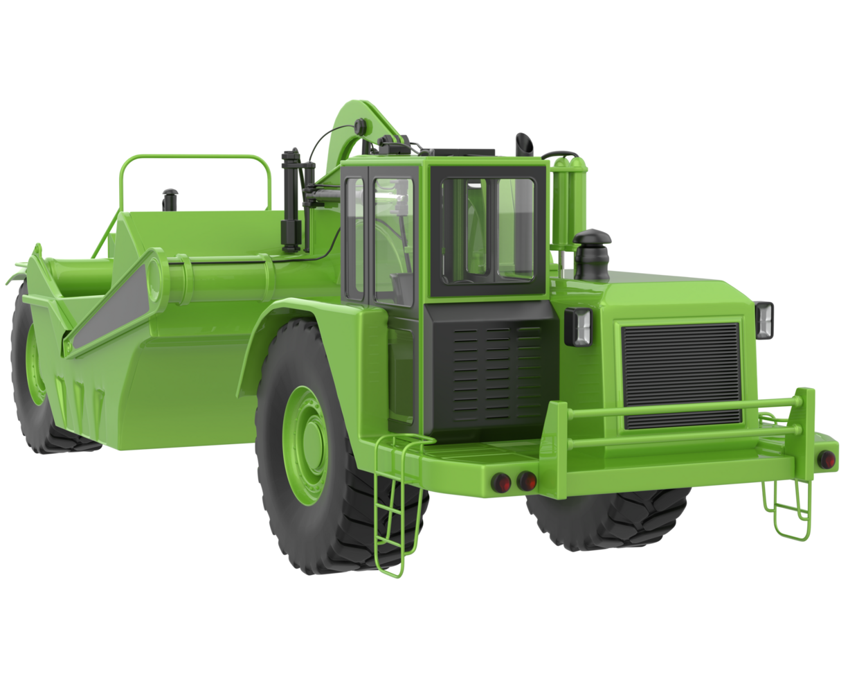 Wheel tractor scraper isolated on background. 3d rendering - illustration png