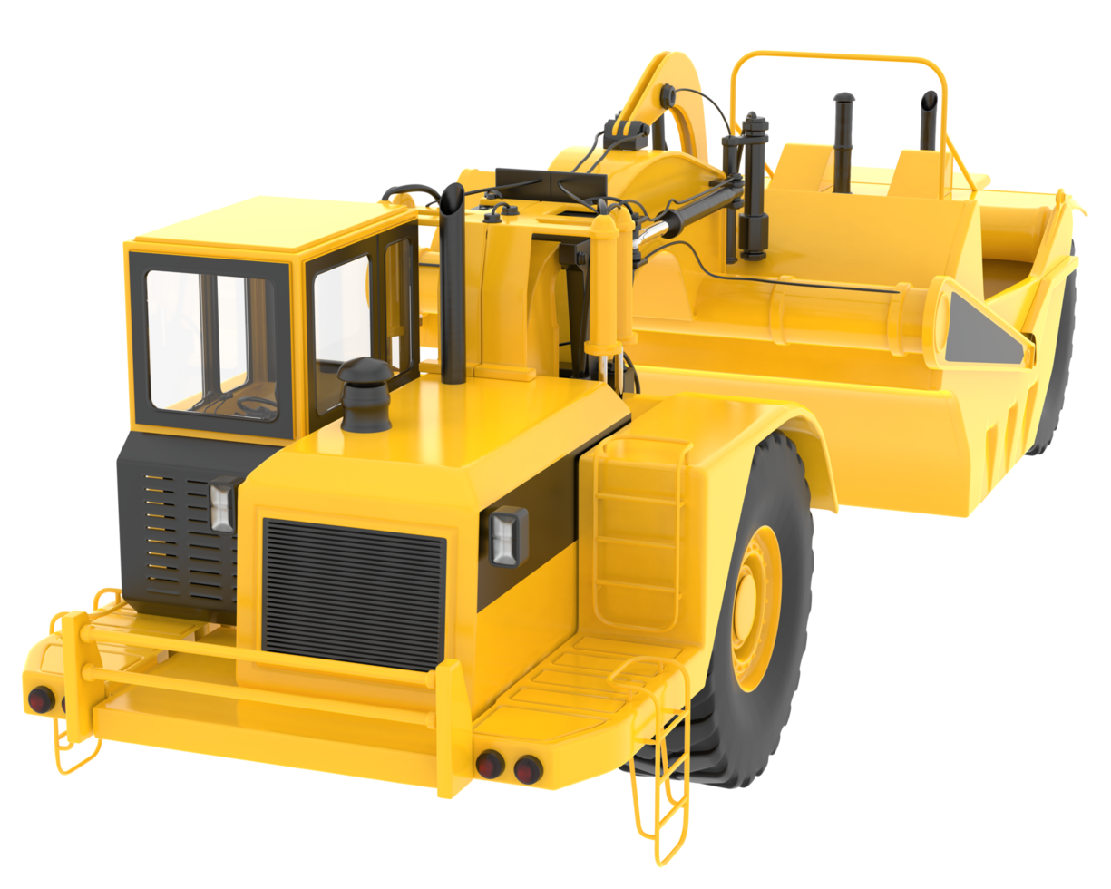 Wheel tractor scraper isolated on background. 3d rendering - illustration png