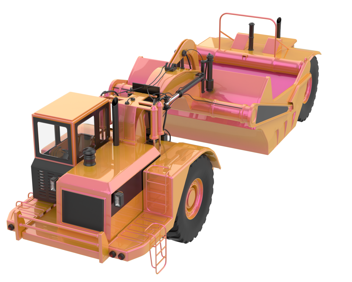 Wheel tractor scraper isolated on background. 3d rendering - illustration png