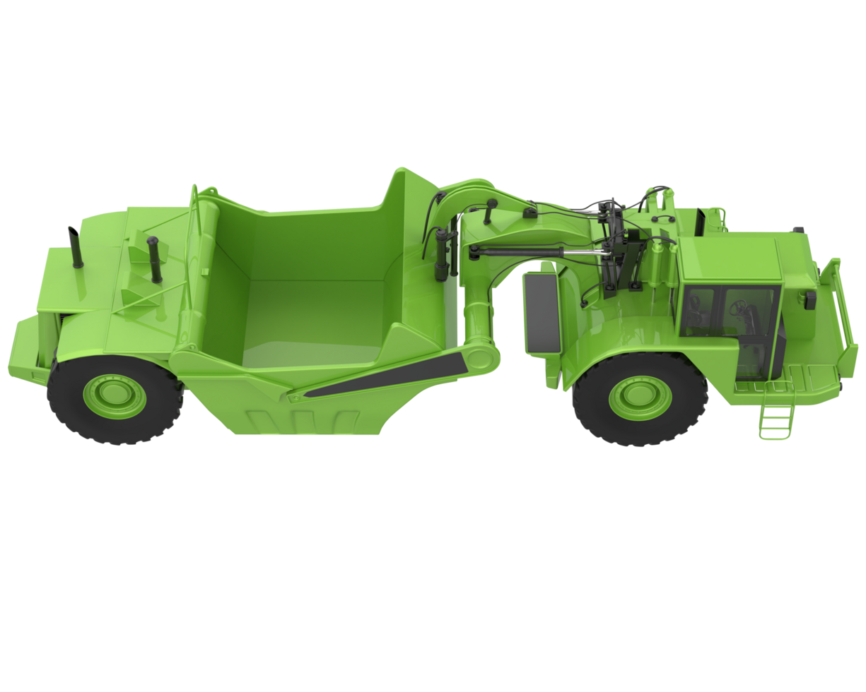 Wheel tractor scraper isolated on background. 3d rendering - illustration png