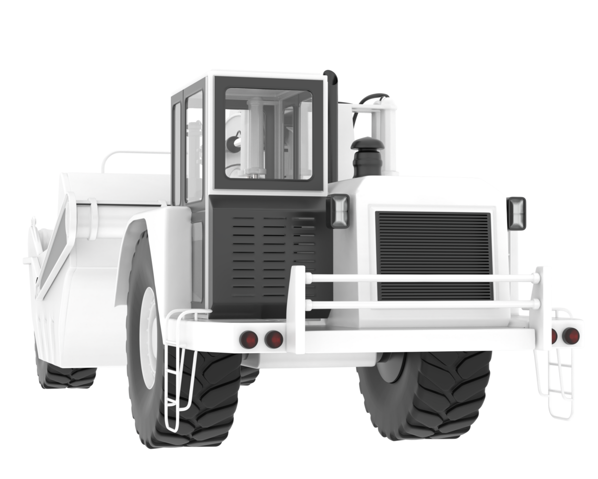 Wheel tractor scraper isolated on background. 3d rendering - illustration png