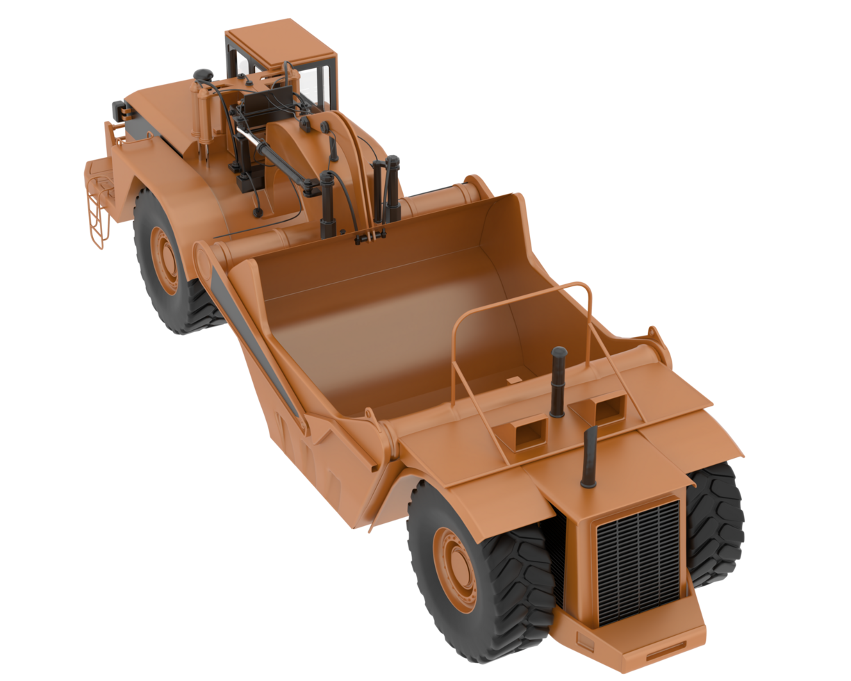 Wheel tractor scraper isolated on background. 3d rendering - illustration png