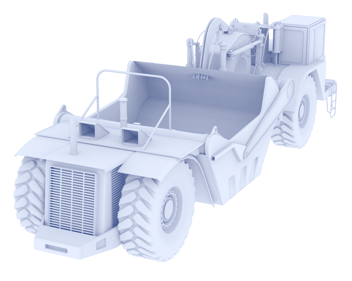 Wheel tractor scraper isolated on background. 3d rendering - illustration png