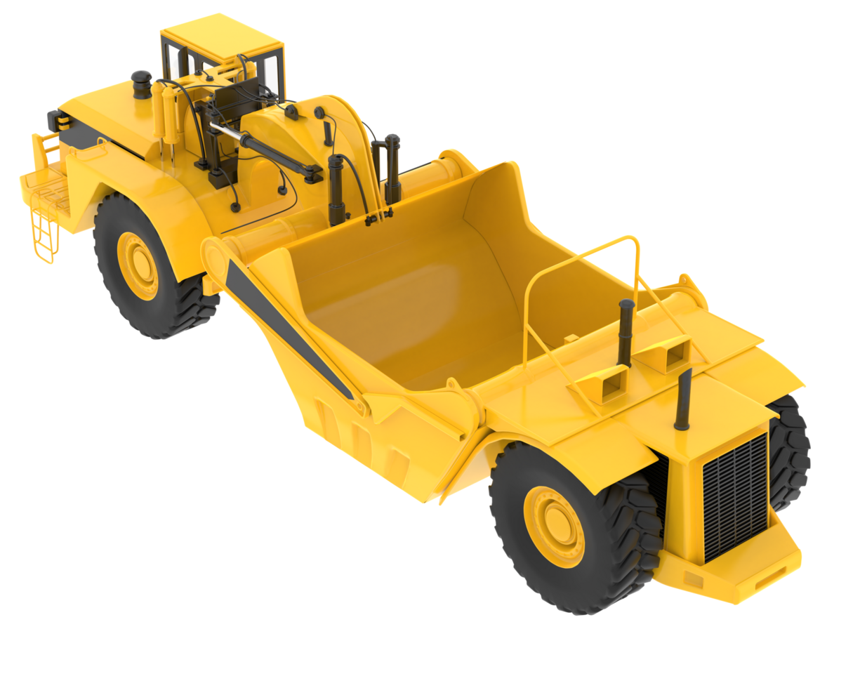 Wheel tractor scraper isolated on background. 3d rendering - illustration png