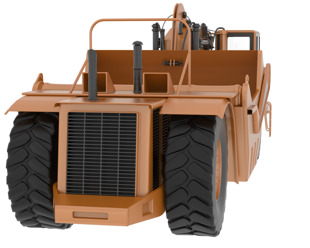 Wheel tractor scraper isolated on background. 3d rendering - illustration png