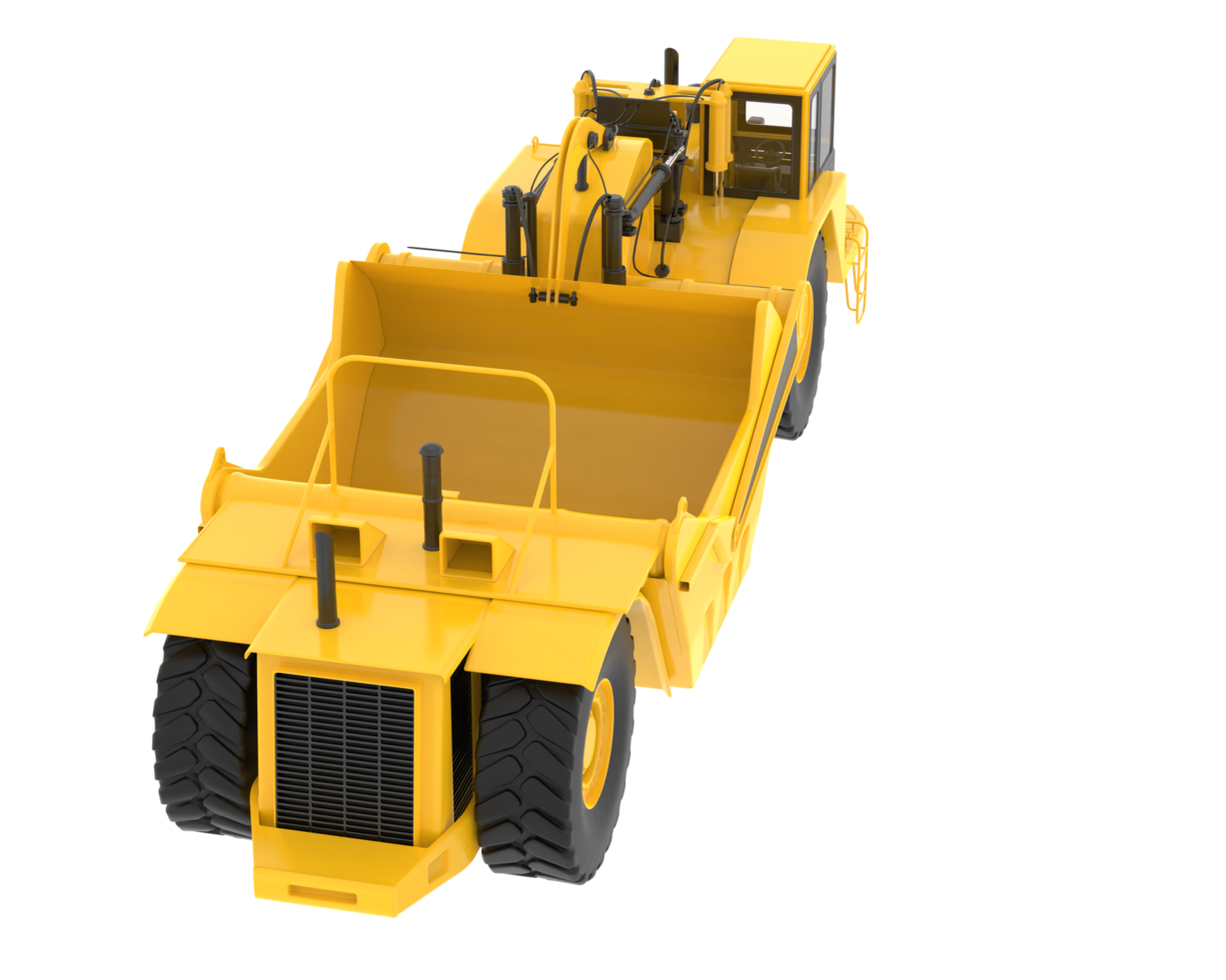 Wheel tractor scraper isolated on background. 3d rendering - illustration png