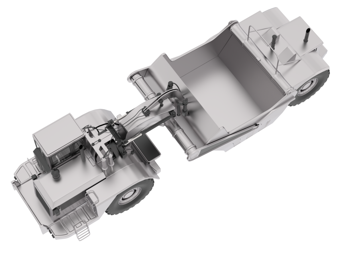 Wheel tractor scraper isolated on background. 3d rendering - illustration png