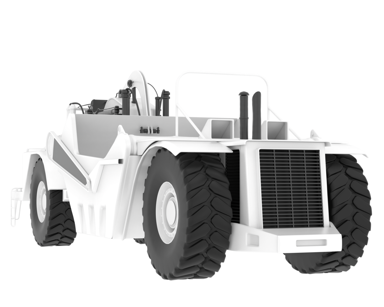 Wheel tractor scraper isolated on background. 3d rendering - illustration png