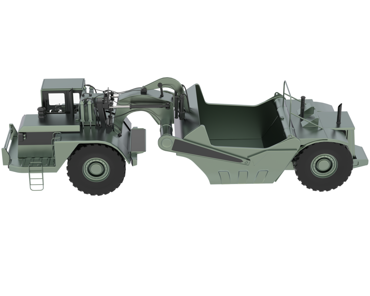 Wheel tractor scraper isolated on background. 3d rendering - illustration png