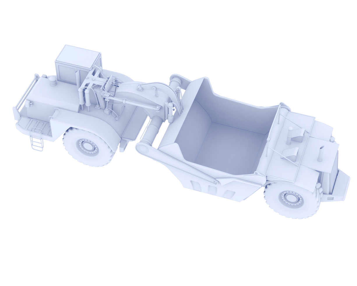 Wheel tractor scraper isolated on background. 3d rendering - illustration png